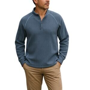 Tommy Bahama Men's XL Sweater Pullover Mock Neck Palm Canyon Reversible Blue